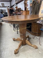 Oak Tall Cafe Style Table, Claw Foot