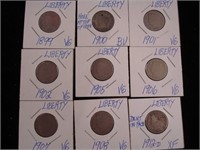 Liberty Head Nickel Lot of 9 More Coins