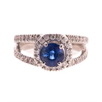 A Lady's Sapphire and Diamond Ring in Gold