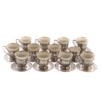 Schofield sterling demitasse cups & saucers