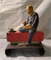Ceramic Japanese Man Eating on Table