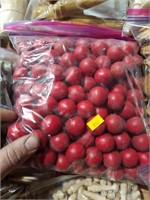 Bag of red wooden balls painted