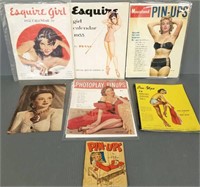 1952 & 1955 Esquire calendars, 2 pinup magazines