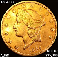 1884-CC $20 Gold Double Eagle CHOICE AU