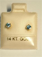 $120 14K Blue Zircon Earrings