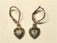 $100 Sterling Silver CZ & Marcasite Earrings