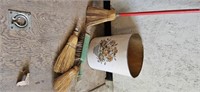Vintage Brooms & Metal Waste Basket
