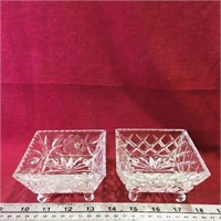 Pair Of Footed Lead Crystal Dishes