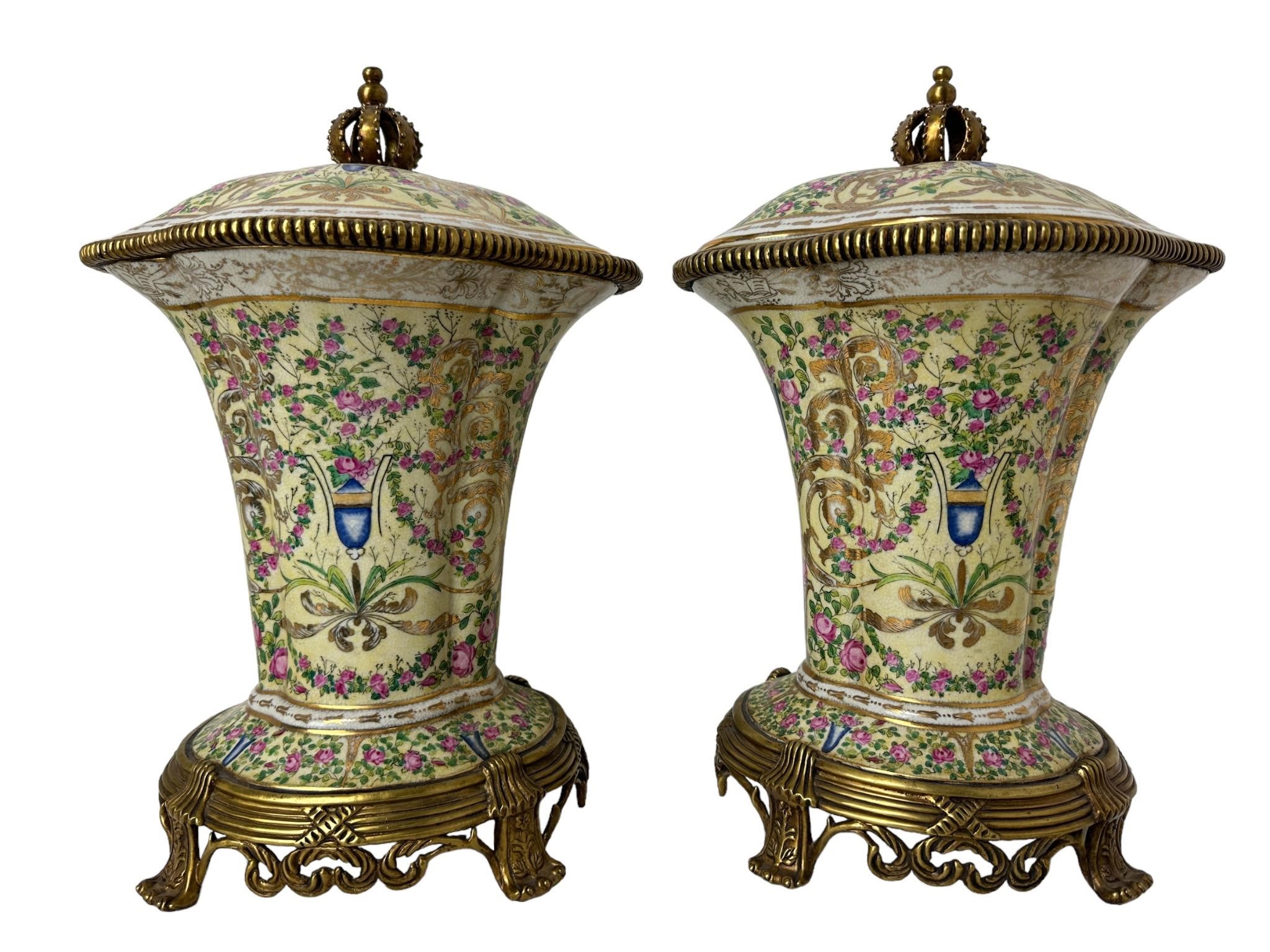 Pair of United Wilson Ormolu Mounted Jardinieres