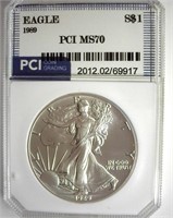 1989 Silver Eagle MS70 LISTS FOR $1200