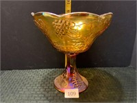 Vintage Indiana Carnival Glass 8.5" Pedestal Dish