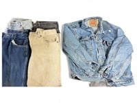 Levi Jean jacket size medium, four pair of jeans