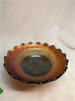 Westmoreland Carnival Glass 3 Footed Bowl 8 1/2"