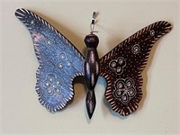 Vintage hanging wooden butterfly