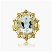 14K YELLOW GOLD 5.00CT AQUAMARINE 1.OOCT DIAMOND 1