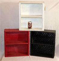 3 Small Wicker Shelves - Red, White & Blue