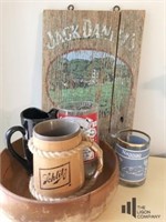 Collectible Beer Mugs with Wooden Sign