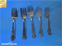 (5) silver plated serving forks Rogers Brothers