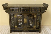 Chinoiserie Black Lacquer Sideboard.