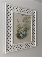 Framed Butterfly & Flowers Picture