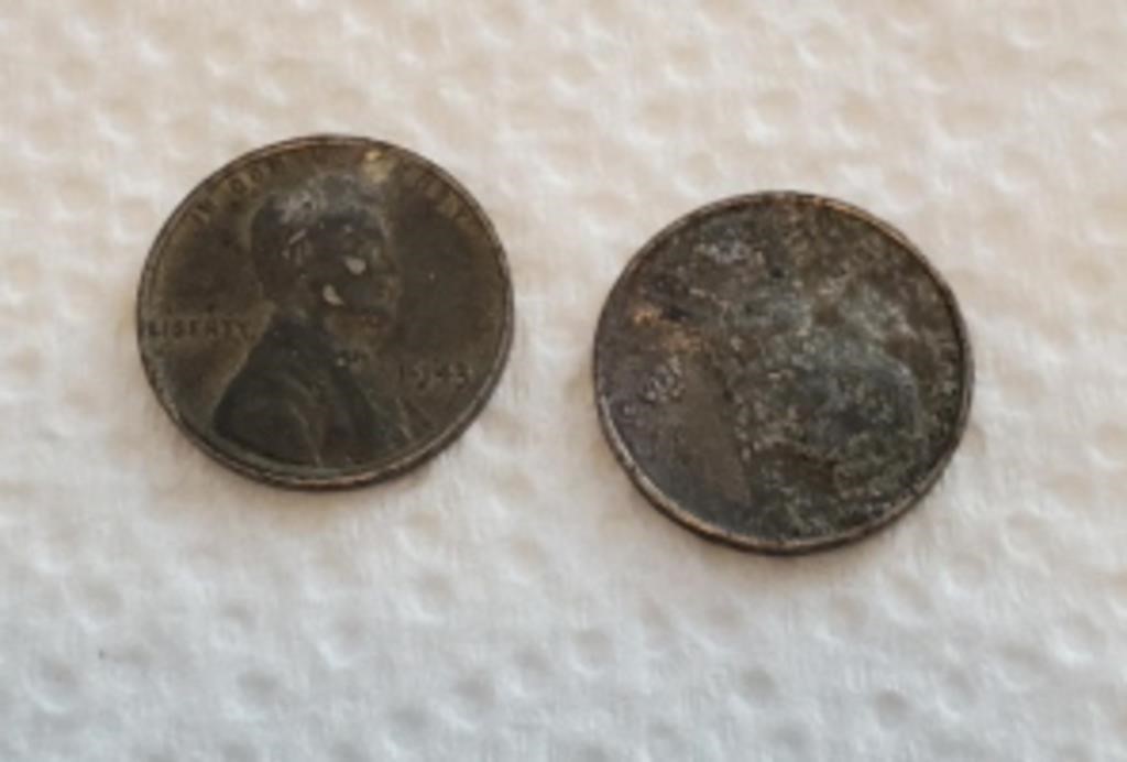 Two steel pennies, 1943
