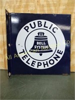 VTG PORCELAIN PUBLIC TELEPHONE BELL SYSTEM SIGN