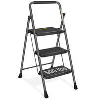 3 Step Ladder Folding Step Stool with Wide