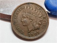 OF) full Liberty 1907 Indian head penny