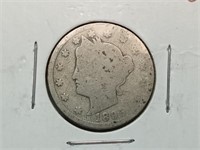 OF) better date 1895 Liberty V nickel