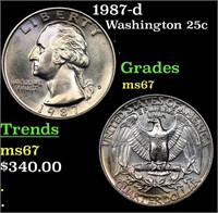 1987-d Washington Quarter 25c Grades GEM++ Unc