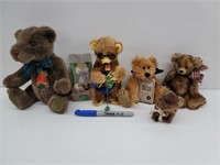 6 vintage mohair and Gund bears