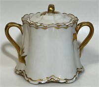 PRETTY GOLD TRIM LIMOGES PORCELAIN COVERED DISH