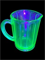 Uranium Glass Medium panel sided pitcher spouted