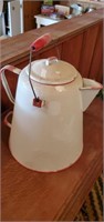 Red enamelware coffee kettle