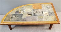 Vintage Danish modern low table with tile top -