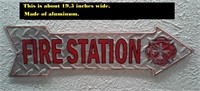19.5" aluminum FIRE STATION arrow sign