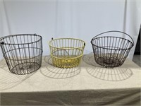 Egg baskets, 11,8,9” tall, 14 dia