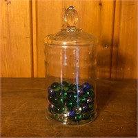 Lidded Glass Jar with Marbles