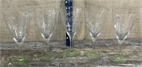 5 depression wine glasses w/ uranium bases - 1