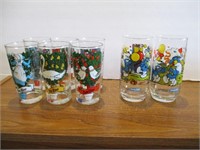 2 Smurf & Six 12 Days of Christmas Glasses