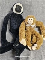Two Vintage Plush Hugger Monkeys