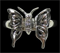 Sterling silver articulated butterfly ring, new,