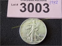 Uncirculated 1942 Walking Liberty silver dollar