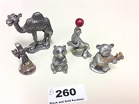 1"-2" Pewter Figures, Five total