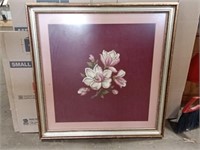Needlepoint Floral Framed Picture