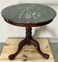 Green Marble Top Claw Foot Circular Table