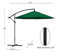 Pure Garden Offset Patio Umbrella  10 Ft