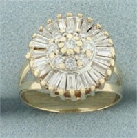 Diamond Target Design Split Shank Ring in 14k Yell