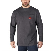 Men's 2XL Gray Cotton/Poly Long-Sleeve Tee