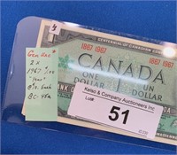 (2) 1967 Gem Uncirculated 1 Dollar RCM Notes
